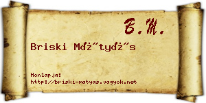 Briski Mátyás névjegykártya